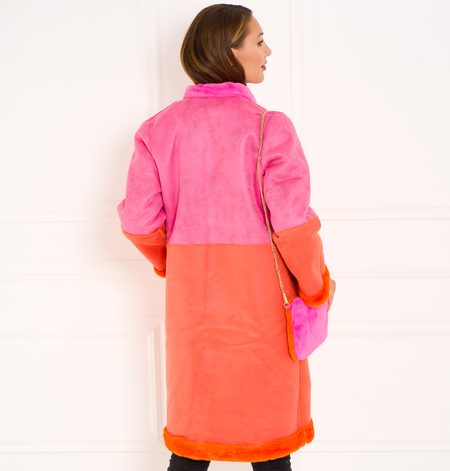 Abrigo de peluche para mujer Due Linee - Naranja