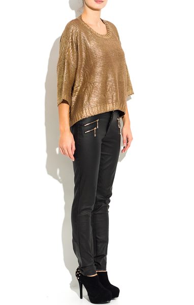 Svetr dámský zlatý - hnědý -