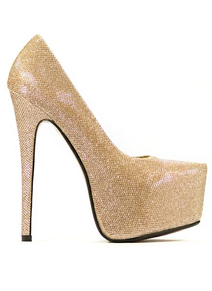 Dámské módní zlaté lodičky na platformě -