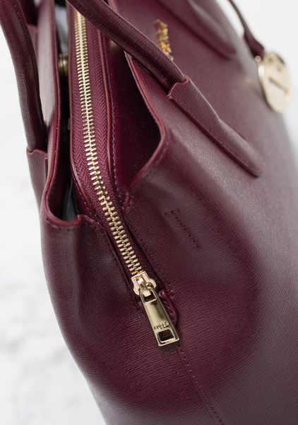 Real leather handbag Furla - Wine -