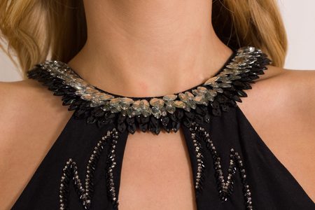 Vestido largo de mujer Due Linee - Negro -