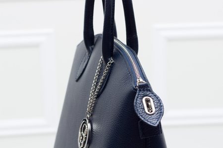 Dámska kožená kabelka menšie do ruky - tmavá modrá -