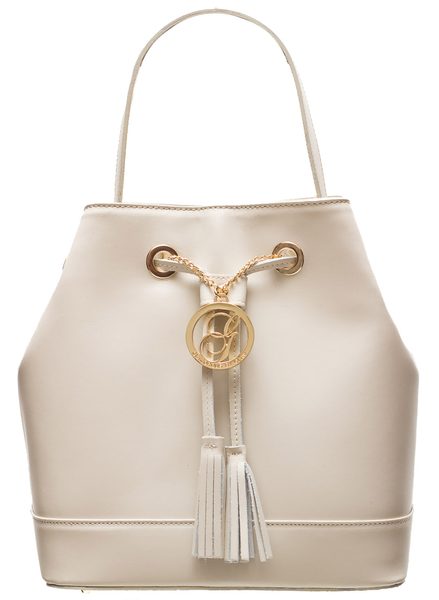 Dámská kožená kabelka vak - béžová -