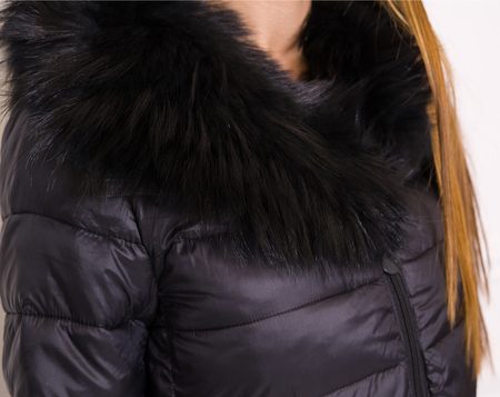 Damska kurtka zimowa z prawdziwym lisem Due Linee - czarny -