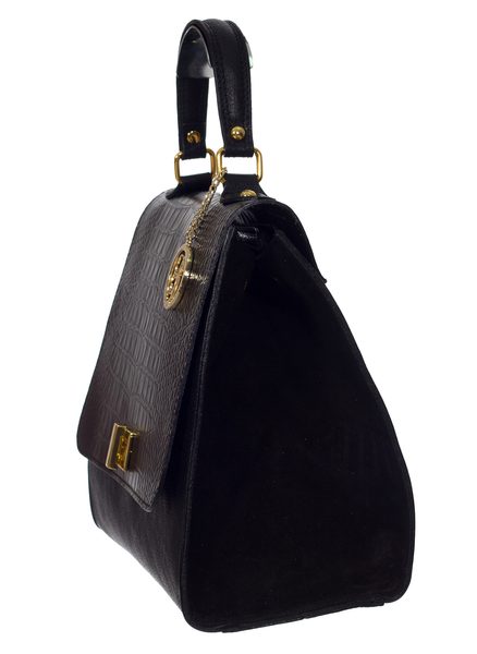 GbyG luxusní kožená kabelka černá se semišem -