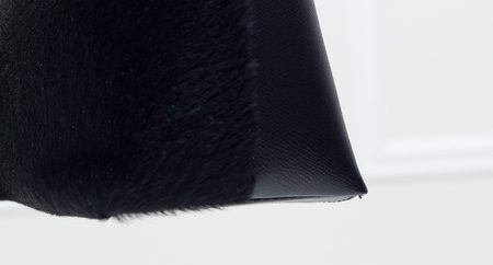 Dámská luxusní kožená kabelka se srstí - černá -