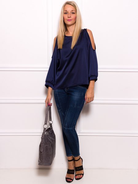 Dámska kožená kabelka sivá mäkká lesklá -