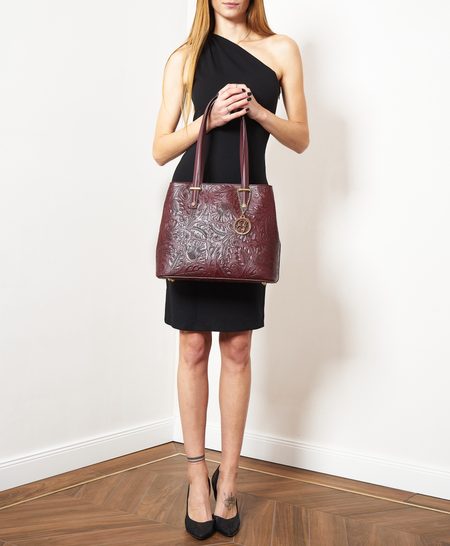 Real leather shoulder bag Glamorous by GLAM - Wine -