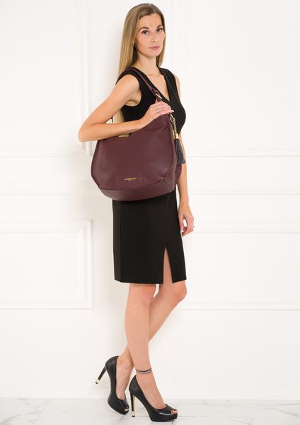 Real leather shoulder bag Glamorous by GLAM - Wine -