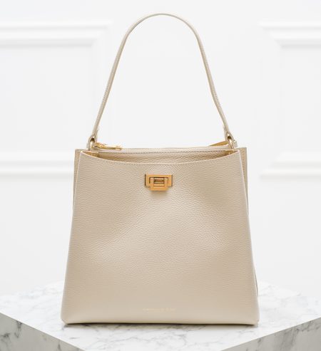Real leather shoulder bag Glamorous by GLAM - Beige -