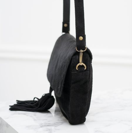 Real leather crossbody bag Glamorous by GLAM - Black -