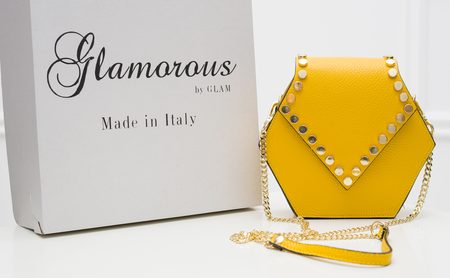 Damska skórzana crossbody torebka Glamorous by GLAM - żółty -