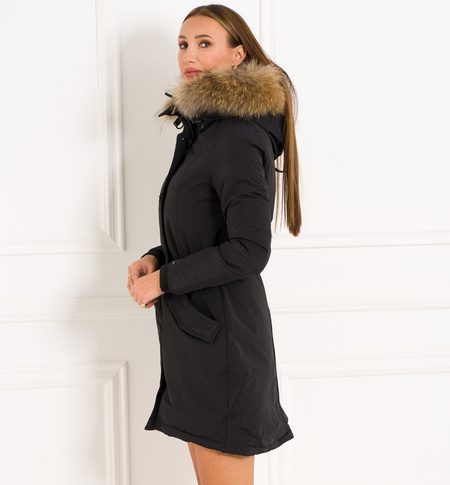 Winter jacket with real fox fur Due Linee - Black -