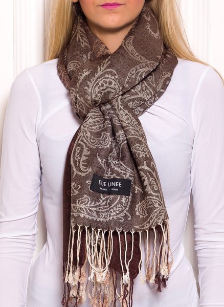 Dámská šála barevná s pruhy - hnědá -