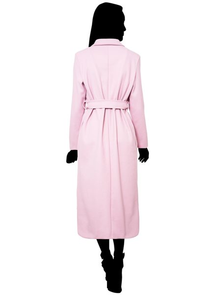 Dámský oversize flaušový kabát s vázáním světle růžový
