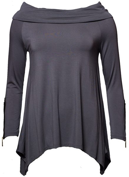 Dámská tunika se zipem na rukávu - šedá -