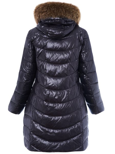 Winter jacket with real fox fur Due Linee - Black -