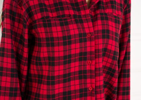 Dámská kostkovaná košile s kapsami červená -