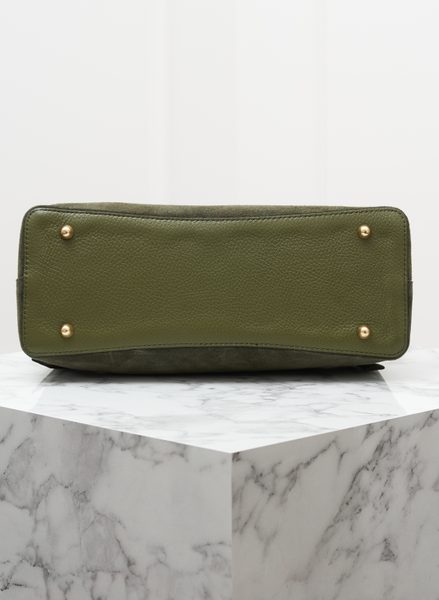 Kožená kabelka z broušené kůže do ruky tmavě zelená -