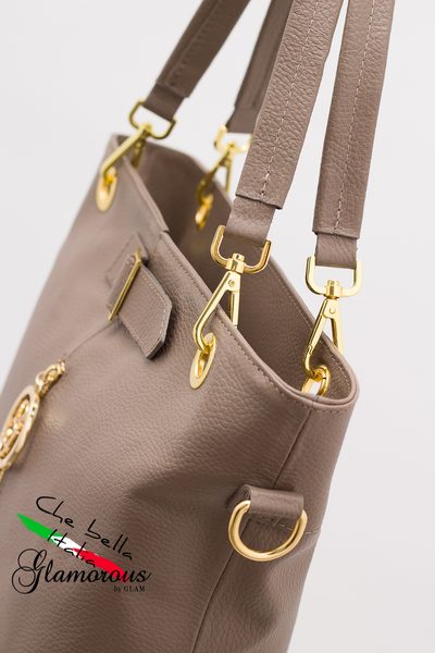 Dámská kožená kabelka se zipem - béžová -