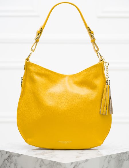 Real leather shoulder bag Glamorous by GLAM - Yellow -