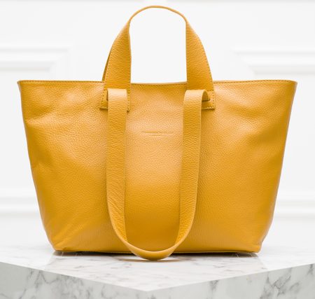Damska skórzana torebka na ramię Glamorous by GLAM -żółty -