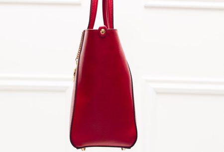 Dámska kabelka sa safiánové kože jednoduchá - tmavo červená -