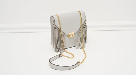 Damska skórzana crossbody torebka Glamorous by GLAM - szary -