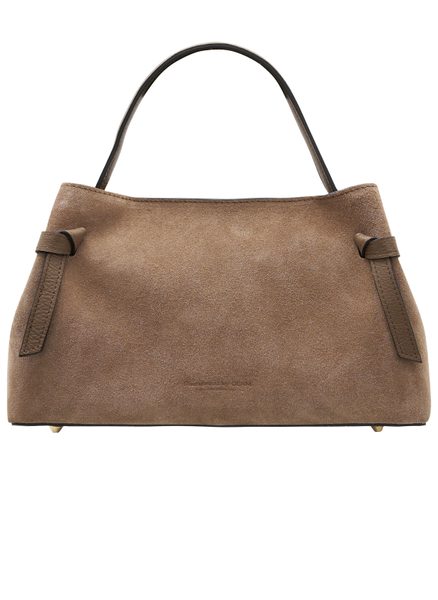 Kožená kabelka z broušené kůže do ruky taupe -