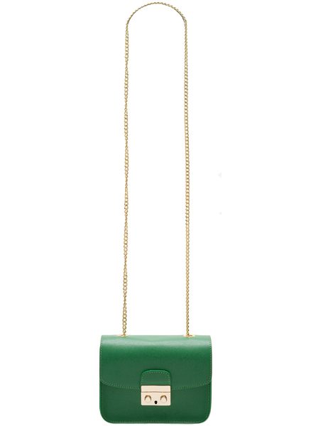 Dámska kožená crossbody kabelka razená - zelená -