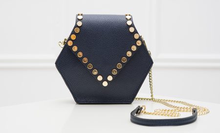 Real leather crossbody bag Glamorous by GLAM - Dark blue -