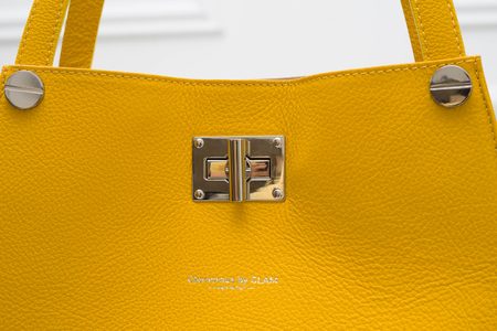 Dámská kožená kabelka vysoká s otočným zapínáním - žlutá -