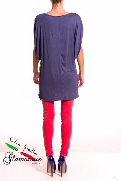 GbyG Tunika s proužky a květy - modrá -