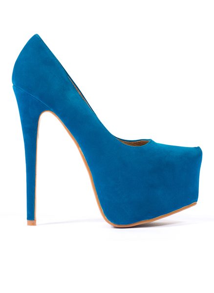 Modré lodičky na platformě modré semišové