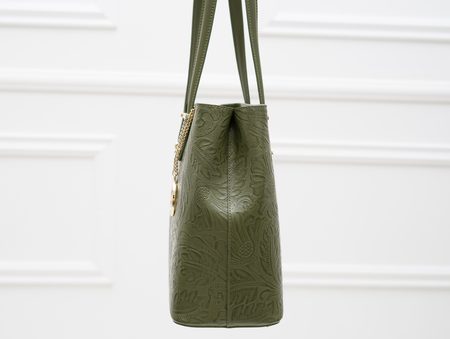 Damska skórzana torebka na ramię Glamorous by GLAM - zielony -