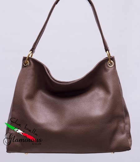 Real leather shoulder bag Glamorous by GLAM - Brown -