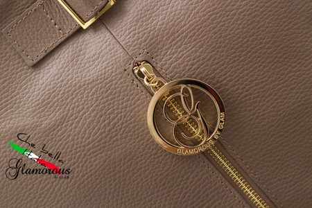 Dámská kožená kabelka se zipem - béžová -