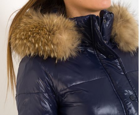 Winter jacket with real fox fur Due Linee - Blue -