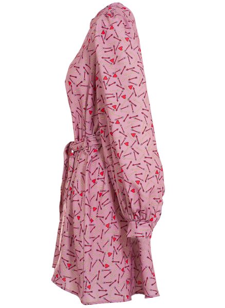 Dámske šaty s viazaním a potlačou - ružové -