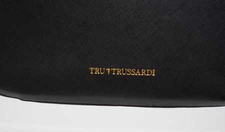 TRU TRUSSARDI Kožená kabelka přes rameno černá -