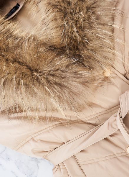 Winter jacket with real fox fur Due Linee - Beige -