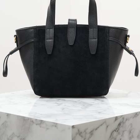 Dámská kožená kabelka do ruky z broušené kůže černá -