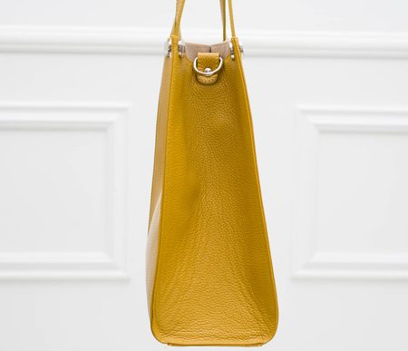 Real leather shoulder bag Glamorous by GLAM - Yellow -