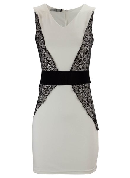 Bílé šaty s černou krajkou -