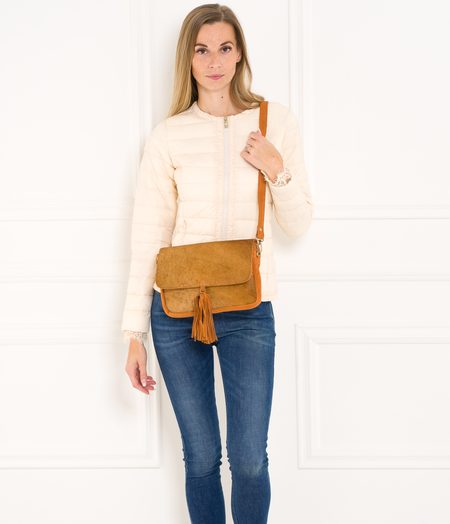 Bolso de cuero crossbody para mujer Due Linee - Marrón -