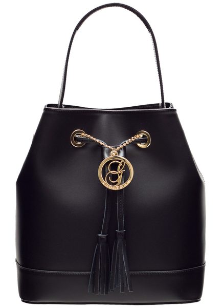 Dámská kožená kabelka vak - černá -