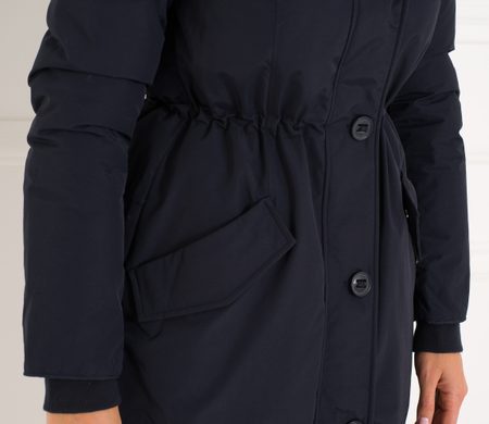Giacca invernale donna con vera volpe Due Linee - Blu scuro -