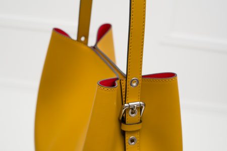 Real leather shoulder bag Glamorous by GLAM - Yellow -