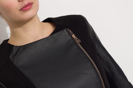 Jarní dámská koženková bunda - černá -