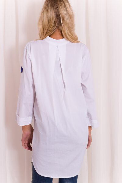 Dámská delší košile s obrázky - bílá -